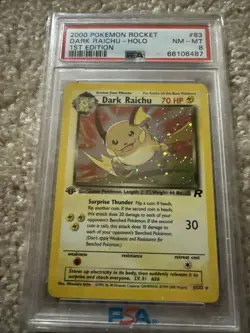 2000 POKEMON ROCKET 1ST ED #83 DARK RAICHU-HOLO PSA 8 - Image 1