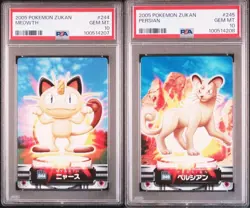 PSA 10 Meowth Persian Japanese Carddass Zukan No 244 245 Pokemon Rare Sequetial - Image 1