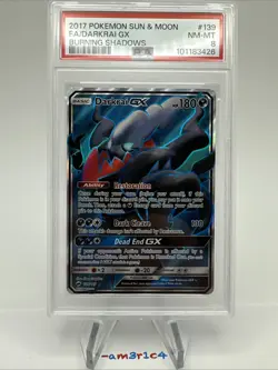 PSA 8 Darkrai GX Full Art 139/147 - 2017 Pokemon Sun & Moon Burning Shadows - Image 1