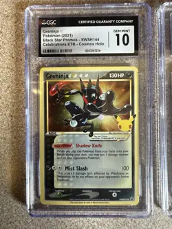 Pokemon TCG Greninja Gold Star Promo SWSH144 Celebrations CGC 10 AND 9.5 mint - Image 2
