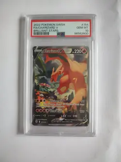 2022 Pokemon Brilliant Stars Charizard V Alt Art 154/172 PSA 10 GEM MINT - Image 1