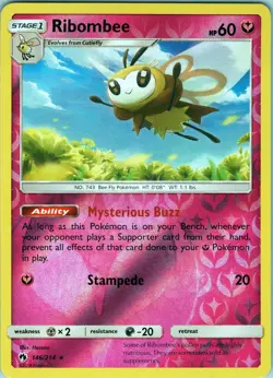 Ribombee 146/214 Rare - Pokemon TCG SM: Lost Thunder - Reverse Holo (LP) - Image 1