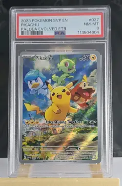 Pikachu 2023 Pokemon Paldea Evolved SVP 027 Black Star Promo ETB PSA8 SLAB - Image 1