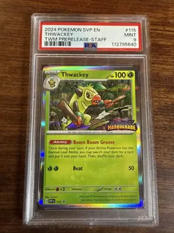 2024 Pokemon Scarlet & Violet Twilight Masquerade Thwackey SVP115 STAFF - PSA 9 - Image 1