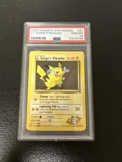 * 2000 Pokemon Gym Heros - Lt. Surge's Pikachu PSA 10 #81/132 - Image 1