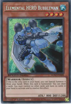 Yugioh Elemental Hero Bubbleman SGX2-ENA08 Secret Rare 1st Edition NM - Image 1