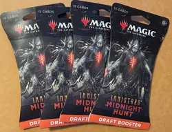 2021 MTG Innistrad: Midnight Hunt 15-Card Draft Booster Blister Pack Lot of 4 - Image 1