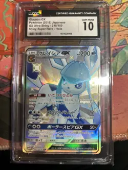 CGC 10 Glaceon GX Ultra Shiny GX 215/150 Japanese Hidden Fates Pokemon Card psa - Image 1