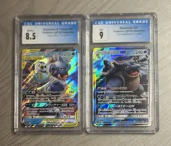 (2) Card Lot Pokemon Tag Team Blastoise Piplup GX Japanese CGC 8.5 9 Holo Rare - Image 1