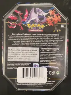 POKEMON, TCG, CROWN ZENITH TIN GALARIAN ARTICUNO, SEALED - Image 2