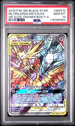 Pokemon Moltres & Zapdos & Articuno GX SM210 Tag Team Promo GEM MINT PSA 10 - Image 1