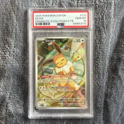 Pokemon Eevee 2025 Prismatic Evolutions ETB Promo #173 PSA 10 - Image 1