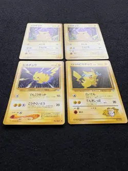 Pikachu set of 4 Old Back Gym,Base set,Neo genesis Pokemon Cards Japanese LP - Image 2