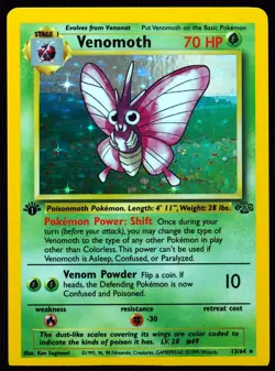 1st Edition Venomoth 13/64 NM- Jungle Pokemon Card - Image 1