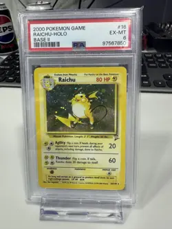Raichu 16/130 -WOTC Base Set 2 Holo Rare PSA 6 Graded Slab Pokemon Card English - Image 1