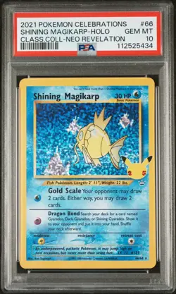 PSA 10 GEM MINT Shining Magikarp Celebrations Classic Collection Pokemon Card - Image 1
