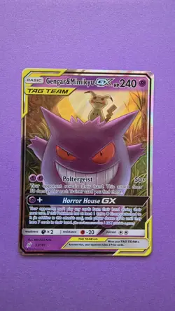 Pokemon TCG Gengar & Mimikyu GX Team Up Holo Ultra Rare Card 53/181 - Image 3