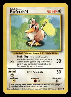 Farfetch'd 27/102 Uncommon Base Set Pokemon Card - 3 - Image 1