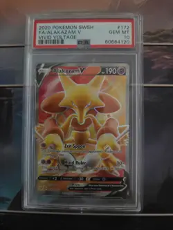 2020 Pokemon SWSH FA Alakazam v Vivid Voltage #172 PSA 10 - Image 1