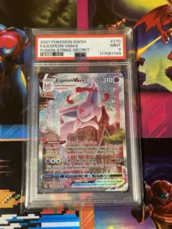 2021 Pokemon SWSH Full Art Espeon VMAX Fusion Strike Secret Rare #270 PSA 9 Mint - Image 1