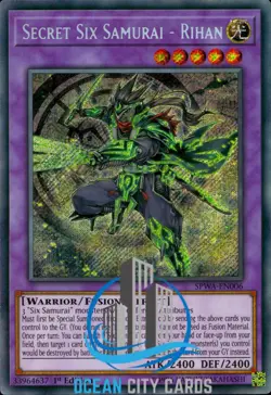 Yugioh Secret Rare Secret Secret Six Samurai - Rihan SPWA-EN006 1st Ed - Image 1