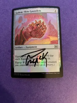 MTG Magic Golem-Skin Gauntlets FOIL Signed Artist Proof W/Sketch X1 2XM Pollack - Image 1