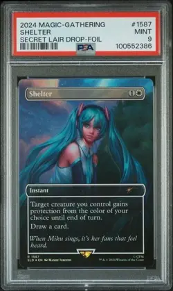 MTG Shelter Borderless FOIL Hatsune Miku Secret Lair Drop (SLD) #1587 PSA 9 Mint - Image 1