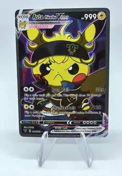 PIKACHU POKEMON ASTA BLACK CLOVER PIKA CARTE CARD HOLO PRISM MANGA ANIME 8/55 - Image 1