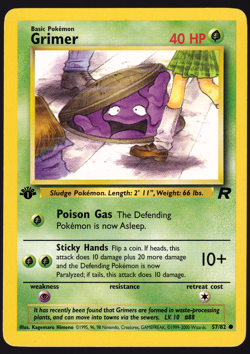 Grimer 1st Edition 57/82 Team Rocket Pokemon TCG Card NM - Image 1
