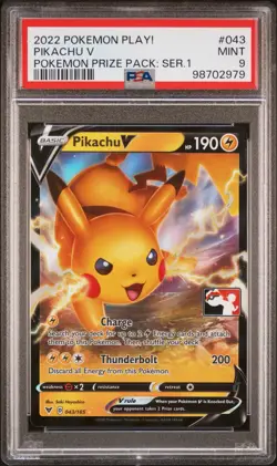 PSA 9 Pikachu V 043/185 Play Prize Pack Series 1 Stamp Promo Pokemon Card MINT - Image 1