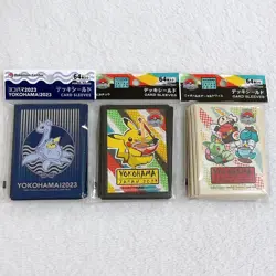 Lot 3 Pokemon WCS 2023 Yokohama JPN Card sleeves Lapras Ramen Pikachu - Image 1
