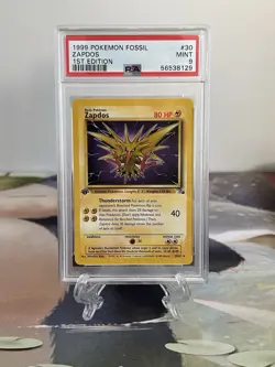 Pokemon Card 1st Edition Zapdos - Fossil Set No. 30/62 - PSA 9 MINT - Non Holo - Image 1