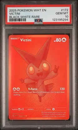2025 POKEMON ENGLISH WHITE FLARE 172 VICTINI GEM MINT PSA 10 - Image 1