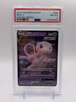 2023 POKEMON SWORD & SHIELD CROWN ZENITH #060 MEW V PSA 8 - Image 1