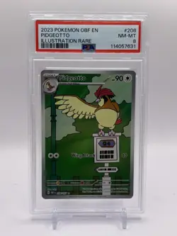 2023 POKEMON OBF EN-OBSIDIAN FLAMES ILLUSTRATION RARE #208 PIDGEOTTO PSA 8 - Image 1