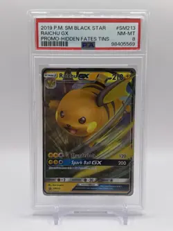 2019 Pokemon Sm Black Star Promo #SM213 Raichu Gx Promo-Hidden Fates Tins PSA 8 - Image 1