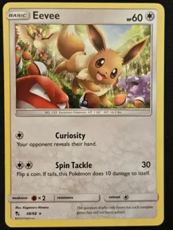 Eevee 48/68 Hidden Fates Holo Rare Trainer Pokemon Trading Card Game 2019 NM - Image 1