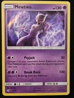 Mewtwo 12/18 Detective Pikachu Holo Legendary Pokemon Trading Card Game 2019 NM - Image 1