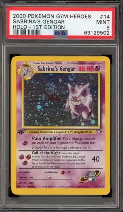 Pokemon Sabrina's Gengar Gym Heroes 1st Edition Holo Rare #14 PSA 9 Mint - Image 1