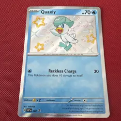 Pokemon card Paldean Fates Black Star Promo Shiny Quaxly 082 - Image 1