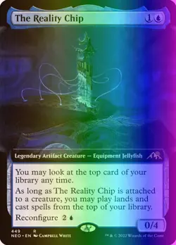 MTG Magic the Gathering The Reality Chip (449/606) Kamigawa Neon Dynasty NM FOIL - Image 1