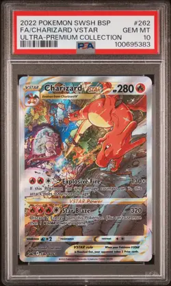 2022 POKEMON SWSH BLACK STAR PROMO #262 FULL ART/CHARIZARD VSTAR PSA 10 - Image 1