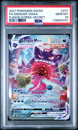 2021 Pokemon Sword Shield Fusion Strike #271 Full Art Gengar Vmax Secret PSA 10 - Image 1