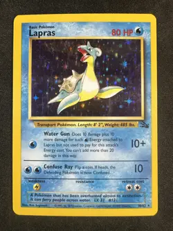 Pokemon TCG 10/62 Lapras Fossil Unlimited Holo Rare LP - Image 1