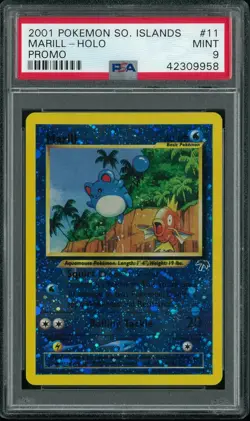 Pokemon Southern Islands Promo Reverse Holo Foil Marill 11/18 PSA 9 - Image 1