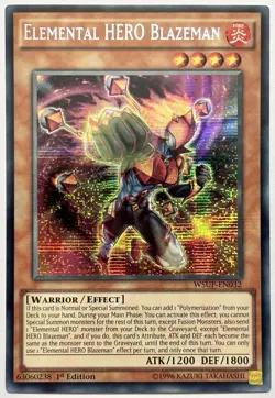 WSUP-EN032 Elemental HERO Blazeman - Secret Rare 1st Ed Near Mint YuGiOh Card - Image 1