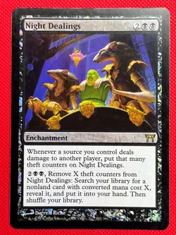 MTG Foil 1X Night Dealings X1 Champions of Kamigawa Magic - LP - Image 1
