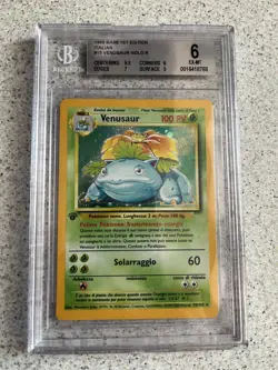 BGS6 Ex-Mt 15 VENUSAUR Holo Italiano SET BASE 1st Ed. Pokemon Card - Image 1
