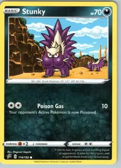 Stunky 114/192 Common Sword & Shield Rebel Clash Pokemon Card - Image 1