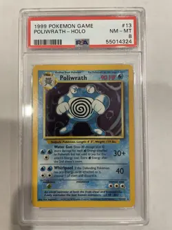 1999 Pokemon Game Poliwrath Holo Card #13 PSA NM-MT 8 - Image 1